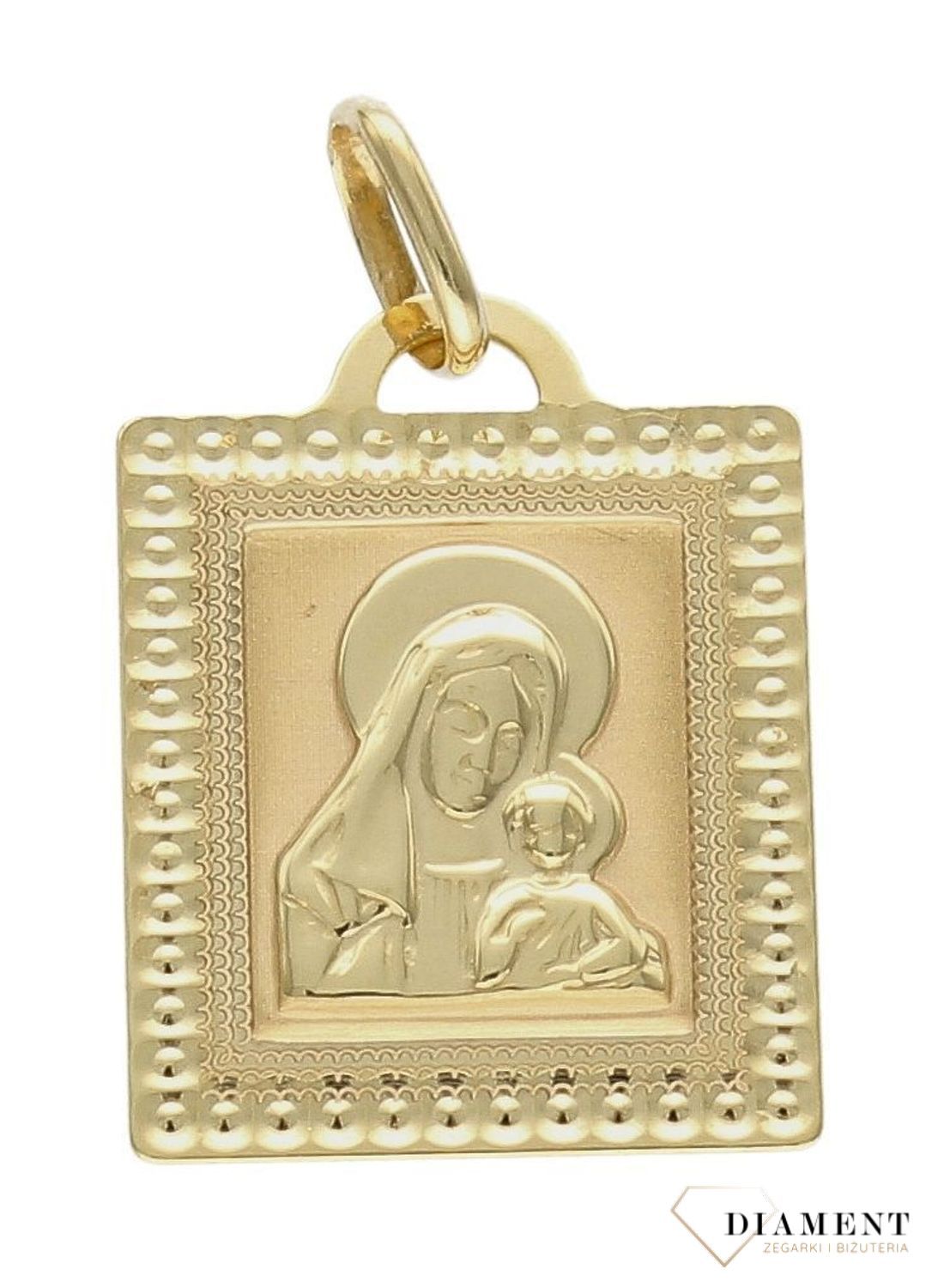 Złoty medalik prostokątny 333 z Matką Boską Częstochowską ZA 3786 333ccv.jpg